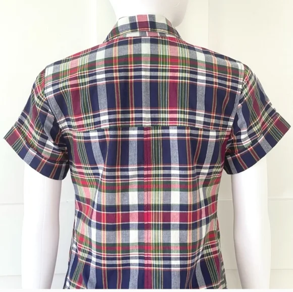 EUC J. Crew Factory Madras Size XL Plaid Button Down Shirt Dress!! - Picture 4 of 14